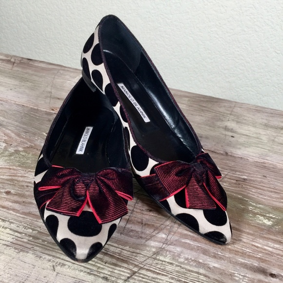 Manolo Blahnik Shoes - Manolo Blahnik GORINA flats polka dot velvet bow
